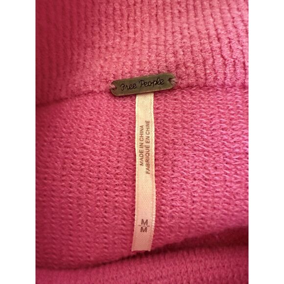 Free People Ottoman Slouchy Tunic Sweater Pink Ribbed Pullover Oversized Medium - Picture 8 of 16
